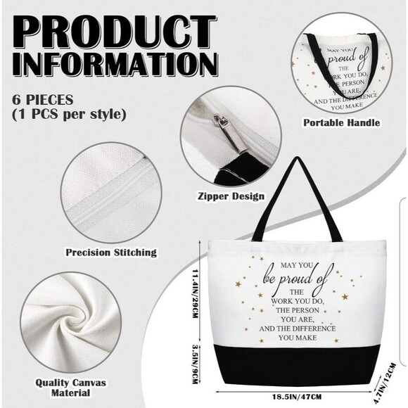 large size tote inspirational gift quote bag. matching mini bag canvas tote bag - Picture 2 of 7